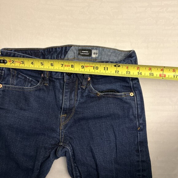 Volcom Vorta Slim Straight Jeans Men's Size 29 X 27L dark wash Denim 5 Pocket - Picture 5 of 8